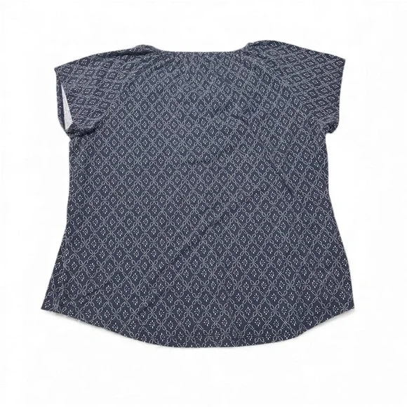 Chaps Navy Blue Geometric Women's Blouse - Picture 2 of 3